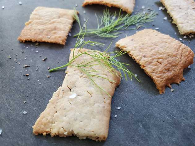 Close up of sourdough crackers